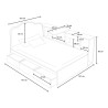 Lit 1 place et demi 120x190 avec coffre de rangement Sorik Dimensions