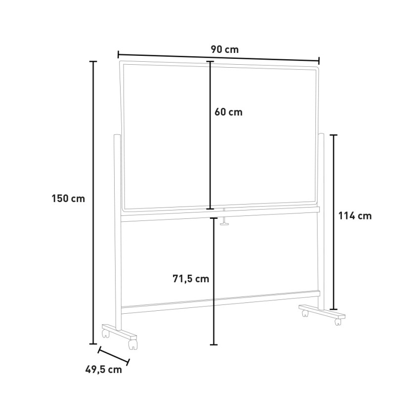 TABLEAU BLANC DOUBLE FACE MAGNETIQUE 60X90 MURAL - Talos