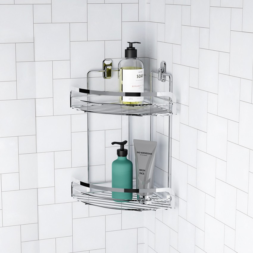 Compact Étagère de douche salle de bain trois niveaux en acier chromé