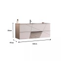 Meuble de salle de bain suspendu 2 tiroirs avec lavabo blanc brillant Kelly 