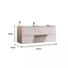 Meuble de salle de bain suspendu 2 tiroirs avec lavabo blanc brillant Kelly 