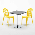 Table Carrée Noire 70x70cm et 2 Chaises Colorées Set Intérieur Bar Café WEDDING Mojito Dimensions