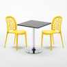 Table Carrée Noire 70x70cm et 2 Chaises Colorées Set Intérieur Bar Café WEDDING Mojito Dimensions
