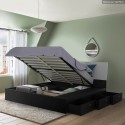 Lit coffre 160 x 190 cm avec sommier système de levage Design Moderne Steyr 