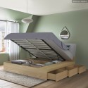 Lit double coffre avec système de levage sommier à lattes 160x200cm Design Steyr King 