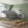 Lit double coffre avec système de levage sommier à lattes 160x200cm Design Steyr King 