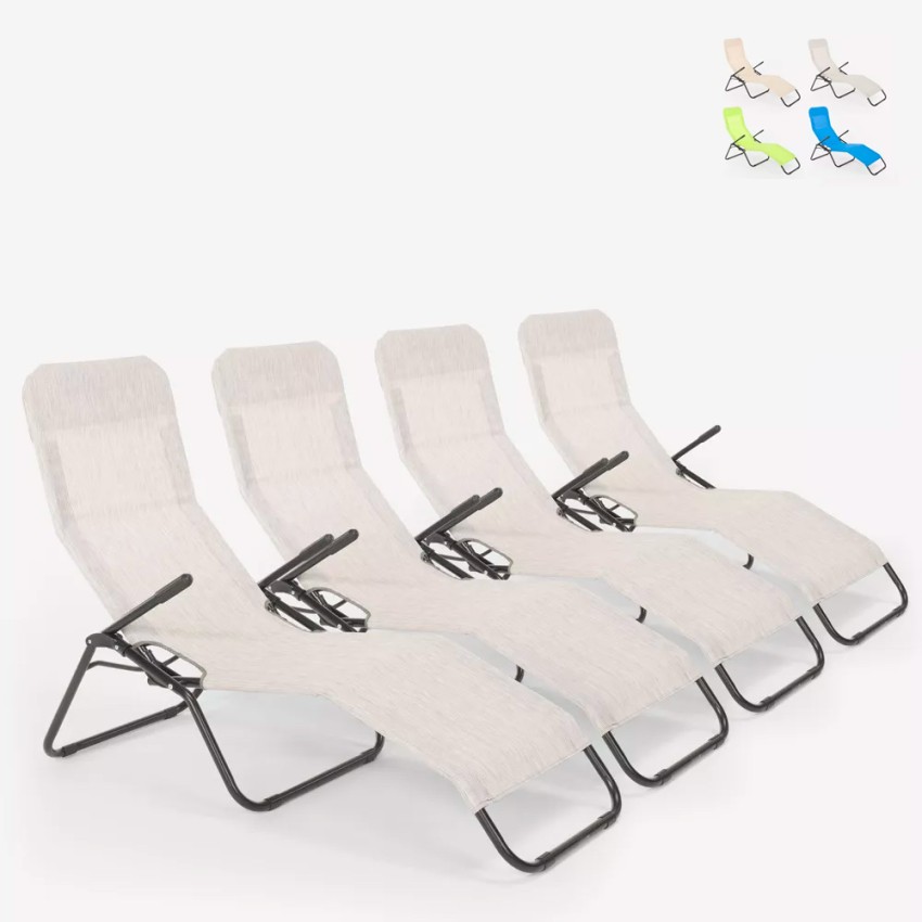 4 transats pliants bain de soleil pour jardin et plage en acier Pasha Remises 4 transats pliants bain de soleil pour jardin et plage en acier Pasha Remises