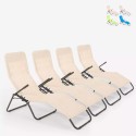 4 transats pliants bain de soleil pour jardin et plage en acier Pasha Promotion