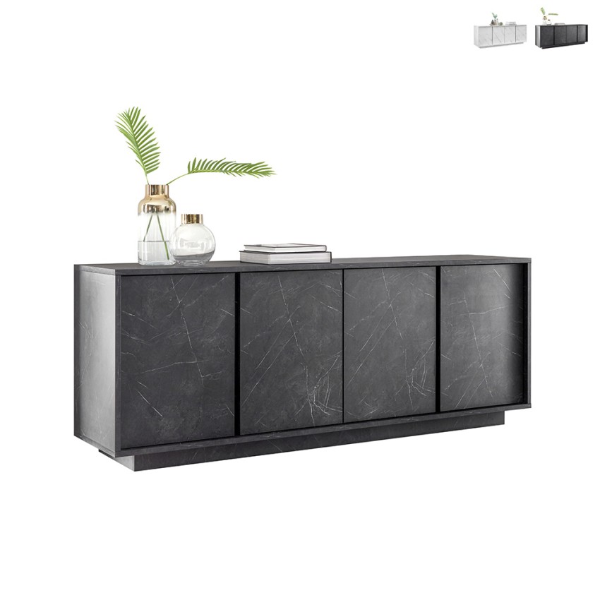Buffet design moderne 4 portes effet marbre 180x43x79cm Athens Promotion Buffet design moderne 4 portes effet marbre 180x43x79cm Athens Promotion