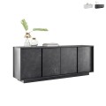 Buffet design moderne 4 portes effet marbre 180x43x79cm Athens Promotion