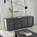 Buffet design moderne 4 portes effet marbre 180x43x79cm Athens Achat