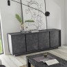 Buffet design moderne 4 portes effet marbre 180x43x79cm Athens Achat