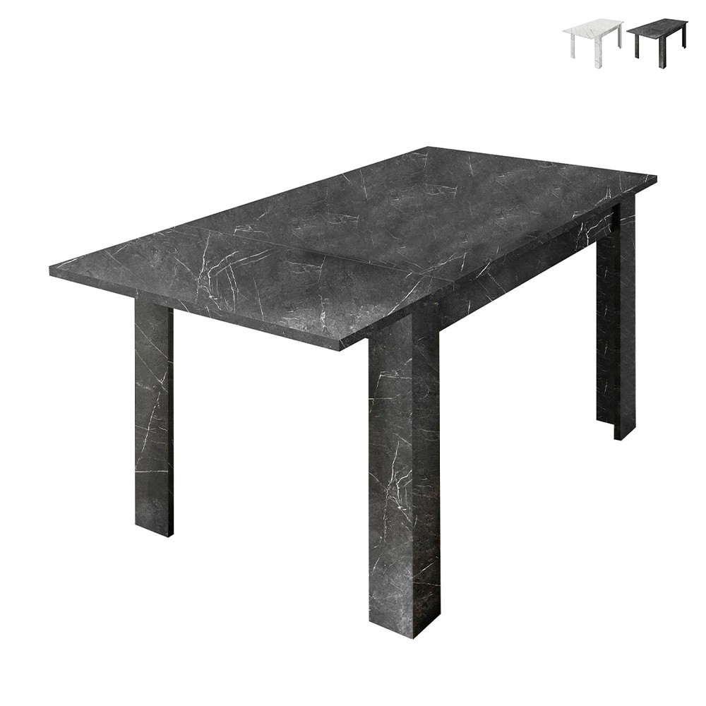 Table de salle à manger extensible effet marbre 90x137-185cm Auris