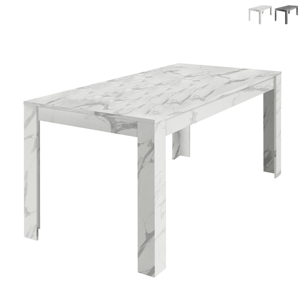 Table de salle à manger 180x90cm effet marbre moderne Excelsior