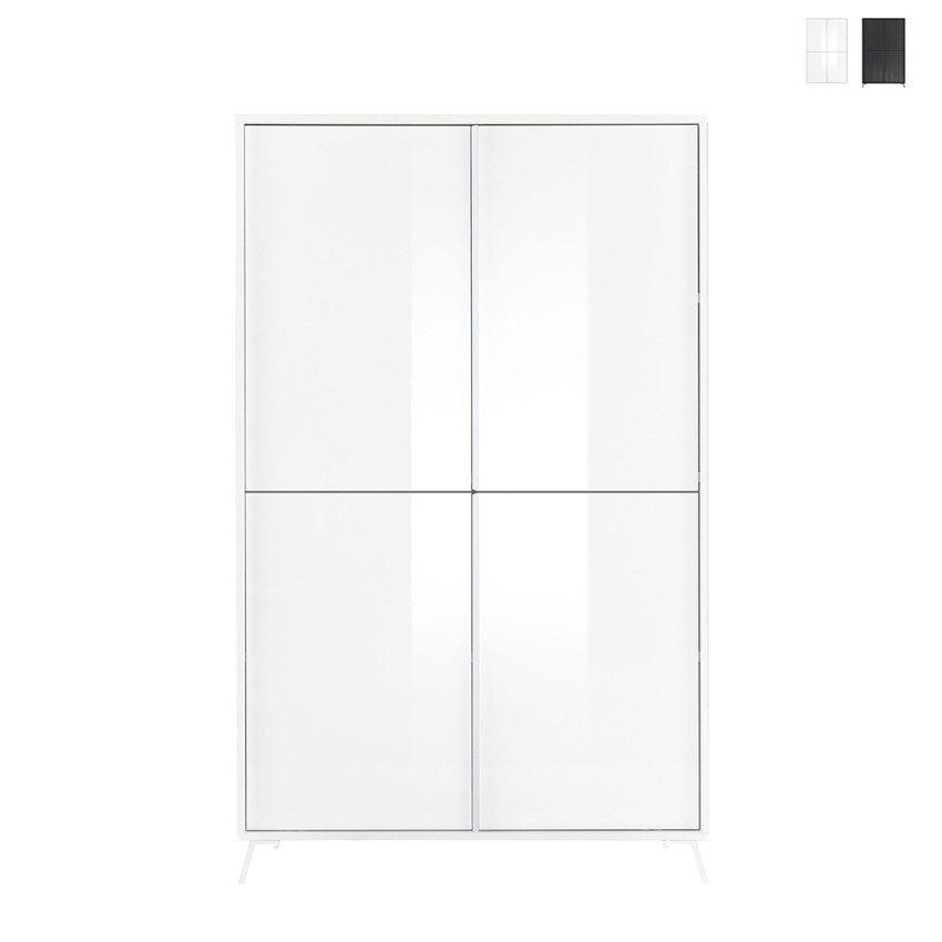 Buffet haut salon moderne 4 portes et placard haut 104x174 cm Perham Vente