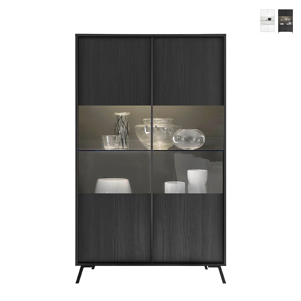 Buffet design moderne salon vaisselier 2 portes en verre Bellac