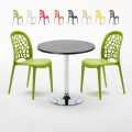 Table ronde noire 70 x 70 cm et 2 Chaises Colorées Intérieur Bar Café WEDDING Cosmopolitan Promotion