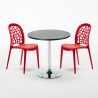 Table ronde noire 70 x 70 cm et 2 Chaises Colorées Intérieur Bar Café WEDDING Cosmopolitan 