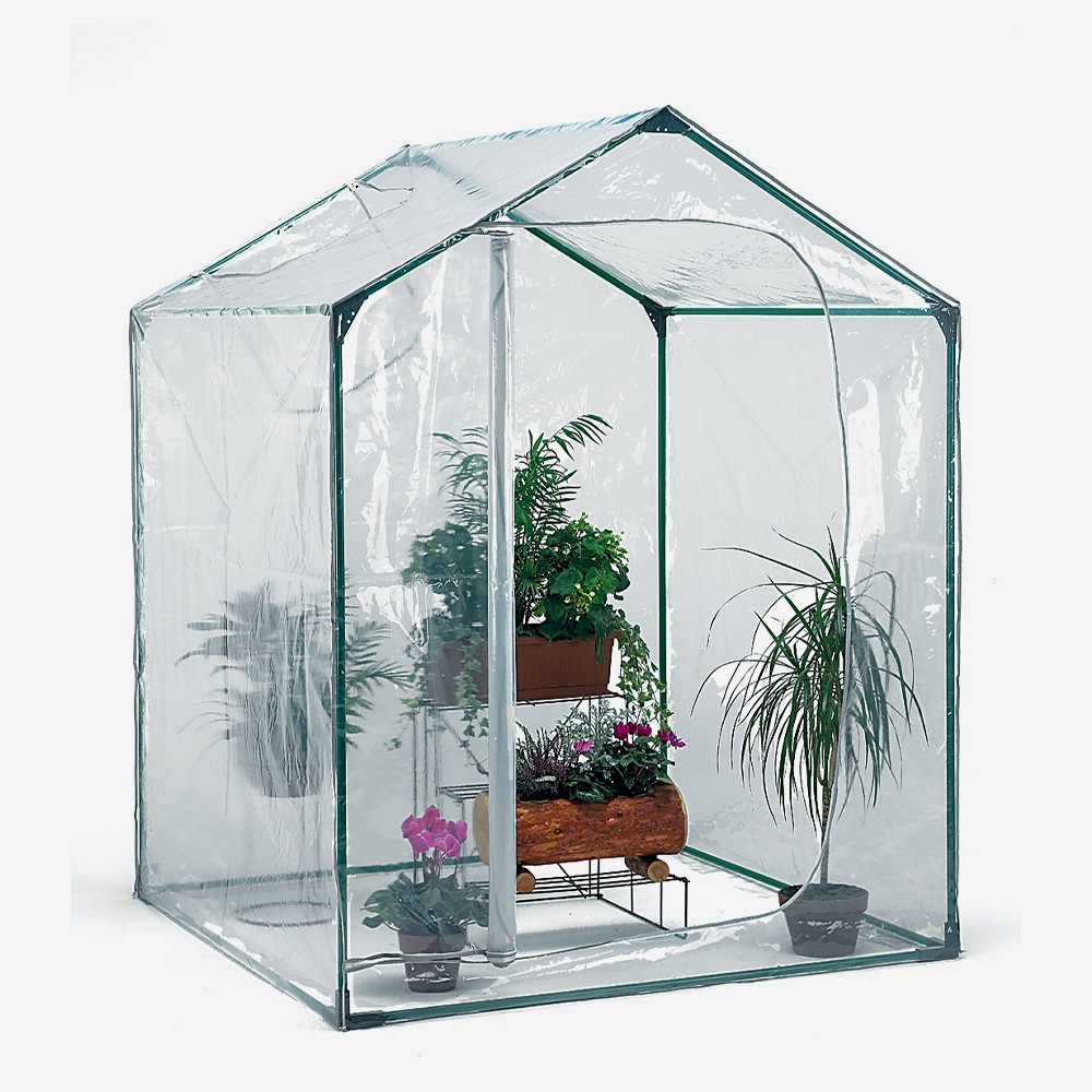 Serre de balcon pour plantes fleurs 153x153xh210cm PVC acier Mimosa M