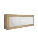 Meuble TV 210cm en bois blanc avec 2 portes 2 tiroirs Visio WB Choix