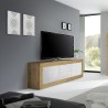 Meuble TV 210cm en bois blanc avec 2 portes 2 tiroirs Visio WB Prix
