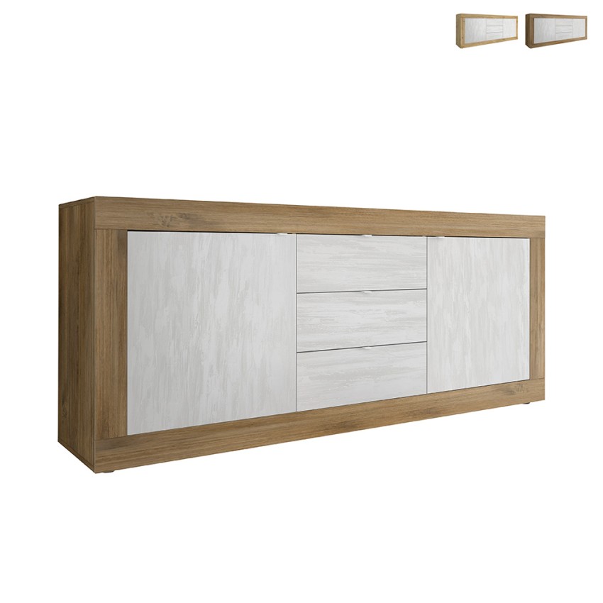 buffet moderne en bois avec 3 tiroirs et 2 portes blanc Tribus WB Basic Vente