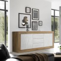 buffet moderne en bois avec 3 tiroirs et 2 portes blanc Tribus WB Basic Remises
