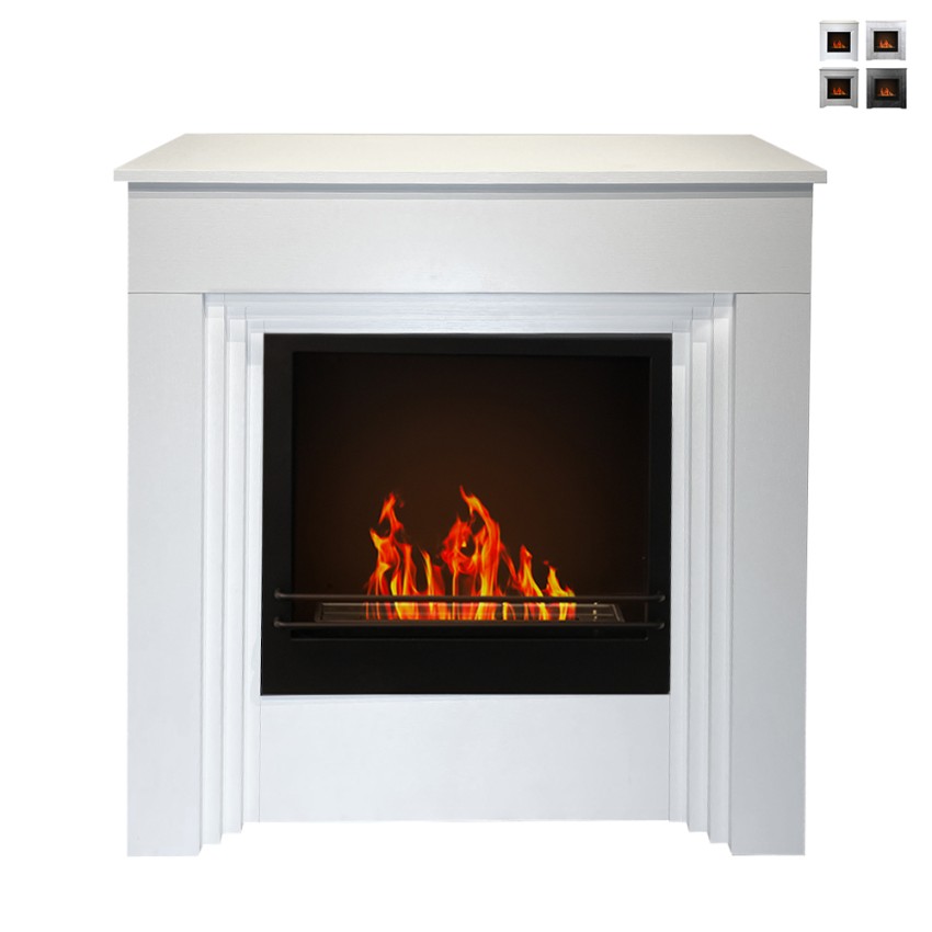 Cheminée bioéthanol au sol 96x35x96h cadre design moderne Bellini Vente