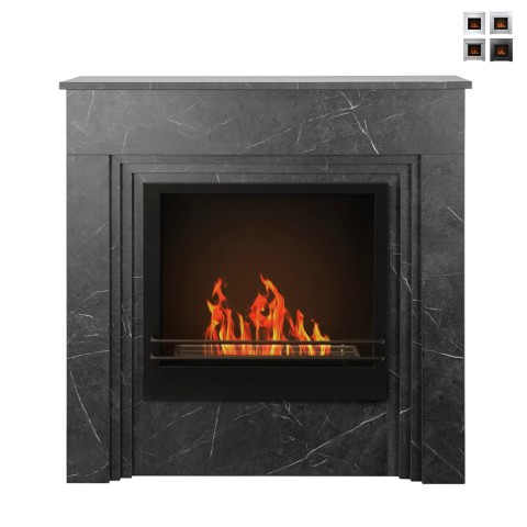 Cheminée bioéthanol au sol 96x35x96h cadre design moderne Bellini Promotion