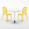 Table ronde blanche 70x70 2 Chaises Colorées Intérieur Bar Café WEDDING Long Island 