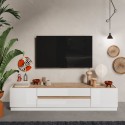 Meuble TV bas en bois 205x40x44cm avec 2 portes 2 tiroirs Venice Promotion