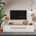 Meuble TV bas en bois 205x40x44cm avec 2 portes 2 tiroirs Venice Promotion