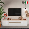 Meuble TV bas en bois 205x40x44cm avec 2 portes 2 tiroirs Venice Remises