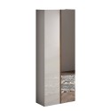 Armoire à chaussures d'entrée 2 portes miroir blanc brillant chêne Alba Offre