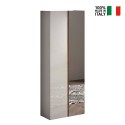 Armoire à chaussures d'entrée 2 portes miroir blanc brillant chêne Alba Vente
