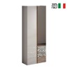 Armoire à chaussures d'entrée 2 portes miroir blanc brillant chêne Alba Vente
