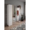 Armoire à chaussures d'entrée 2 portes miroir blanc brillant chêne Alba Réductions