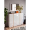 Meuble à chaussures moderne 4 portes blanc brillant chêne 140x35x111cm Chelsea Remises