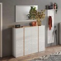 Meuble à chaussures moderne 4 portes blanc brillant chêne 140x35x111cm Chelsea Choix