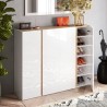 Meuble à chaussures moderne 4 portes blanc brillant chêne 140x35x111cm Chelsea Modèle
