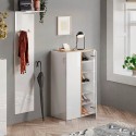 Armoire à chaussures d'entrée 2 portes 70x35x111cm blanc brillant bois Indy Réductions