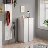 Armoire à chaussures d'entrée 2 portes 70x35x111cm blanc brillant bois Indy Catalogue