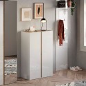 Armoire à chaussures d'entrée 2 portes 70x35x111cm blanc brillant bois Indy Choix