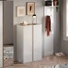 Armoire à chaussures d'entrée 2 portes 70x35x111cm blanc brillant bois Indy Choix