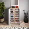 Armoire à chaussures d'entrée 2 portes 70x35x111cm blanc brillant bois Indy Modèle