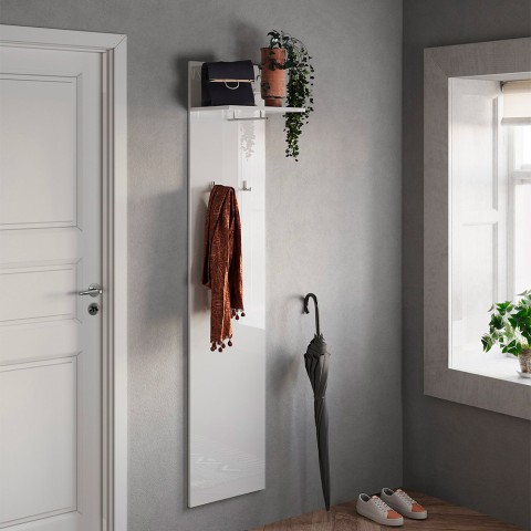 Porte-manteaux mural moderne 2 crochets rangement blanc brillant Leslie Promotion