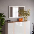 Miroir moderne 110x60cm mural entrée cadre blanc brillant Nadine Promotion