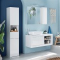 Colonne de salle de bain pivotante blanche avec porte-miroir et tiroir Tilda Promotion