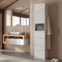 Colonne de salle de bain pivotante blanche avec porte-miroir et tiroir Tilda Remises