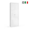 Armoire 2 portes salle de bain polyvalente blanc brillant 70x35x188cm Jude Vente